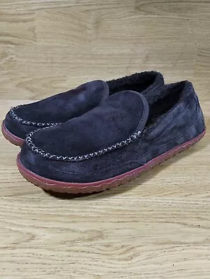 LL Bean Men's Brown Suede Fleece Lined Mountain Moccasin Slippers Size 11 M • $27.99