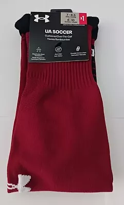 Men's Under Armour Soccer Maroon White Logo 1 Pair Sock Size 7 - 8 . 5 TAGS • $9.79