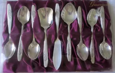 Vintage 60s Set Grosvenor Dawn Silver Plate 6 Teaspoons Sugar Jam Butter Knife • $27.50