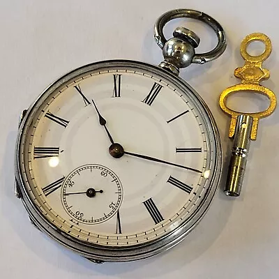 O85 1864 Vacheron Early Key Wind Solid Silver Antique Pocket Watch Running! • $89