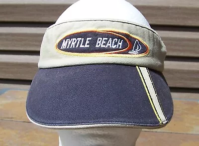 Myrtle Beach Sun Beach Boating Golf Visor  Beige/Khaki & Black  FREE SHIPPING • $9