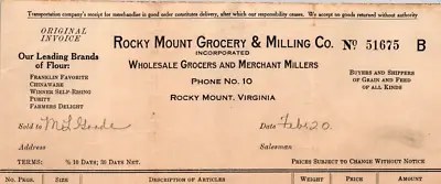 $12.99 • Buy Rocky Mount Grocery Milling Co Flour Miller Grains Feed  Rocky Mount Va Cv215