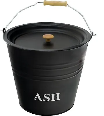 Metal Ash Bucket Fireside Storage Coal Bin Skuttle With Lid Fire Log 10 Litre • £12.49