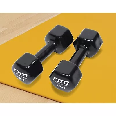 5kg Dumbbells Pair PVC Hand Weights Rubber Coated Gym - 10kg In Total • $60.95