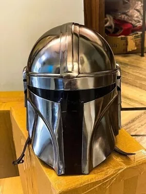 The Mandalorian 18 Gauge Steel Helmet With Liner And Chin Strap Star Wars Helmet • $68