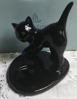 PartyLite KATTY Tealight Holder P90460 Standing Black Cat For Candle Halloween • $15.60