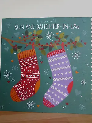 To A Wonderful SON & DAUGHTER-IN-LAW ~ Christmas Stockings   Card ~ Free P&p • £1.68