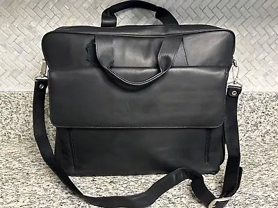 NEW Castello Romano Black Leather Briefcase LARGE 16  Laptop 18 X14  • $149