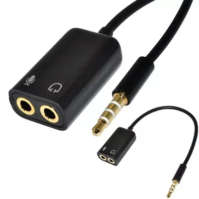 Gold Plated Headphone Mic Audio Splitter Cable Adapter For IPhone IPad Laptops • £3.99