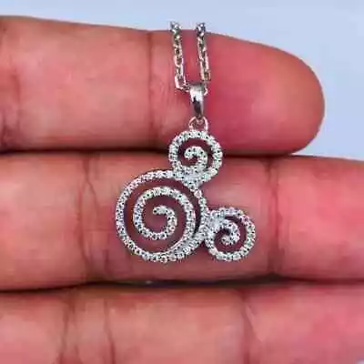 1.50 Ct Simulated Diamond Swirl Style Mickey Mouse Pendant 14K White Gold Plated • $76