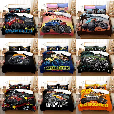 Monster Truck Collection Single/Double/Queen/King Bed Quilt Cover Set - 2 • $42.40