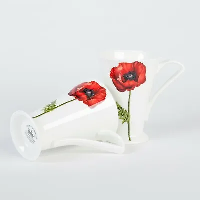 £18.95 • Buy Pair Of Elegant Bone China Cone Mugs In The  Poppy  Design