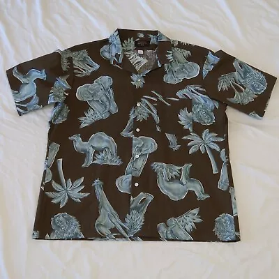 Nantucket Sportswear Shirt Men’s Large Brown Animal Print Short Sleeve Button Up • $9.72