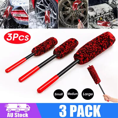 Set Of 3 Wheel Woolies Luxury Super Plush Soft Alloy Wheel Cleaning Brush Kit • $24.35