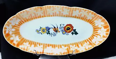 ANTIQUE 1920's K&L KAHLA China Serving Platter #220 LUSTERWARE BIRDS Of Paradise • $15