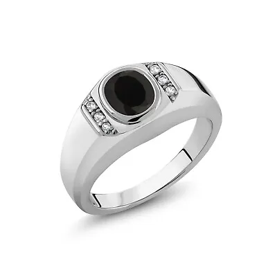 Black Onyx Men's Ring 925 Sterling Silver Stylish Zircon Wedding Ring Gift • $50