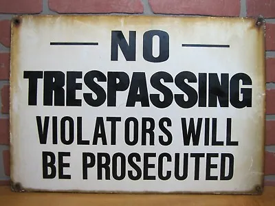 NO TRESPASSING VIOLATORS WILL BE PROSECUTED Old Porcelain Sign Junkyard Shop • $595