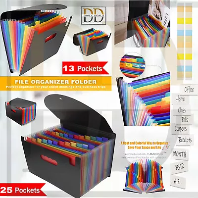 £7.40 • Buy Expanding File Organiser 24 Pocket Box Office A4 Folder Document Paper Storage