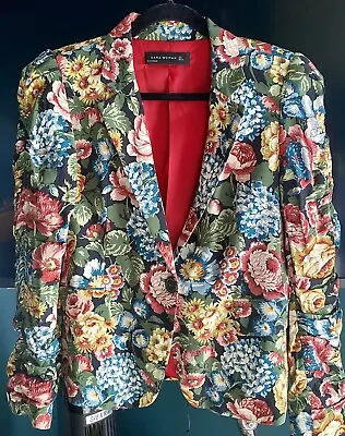 Zara Bright Floral Blazer Sz L Excellent Pre Loved Condition • $25