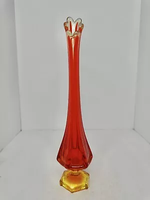 Vintage MCM Viking Glass 14” Persimmon Swung Vase In Epic Column Stunning • $59.99
