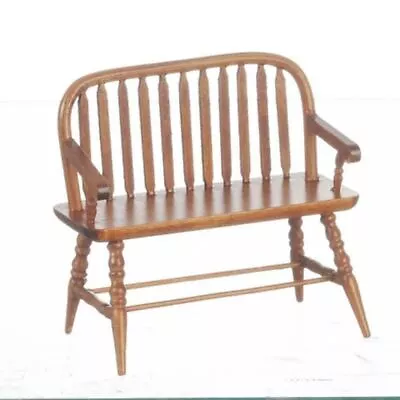 Dolls House Walnut Wood Colonial Windsor Bench Miniature 1:12 Scale Furniture • $17.62