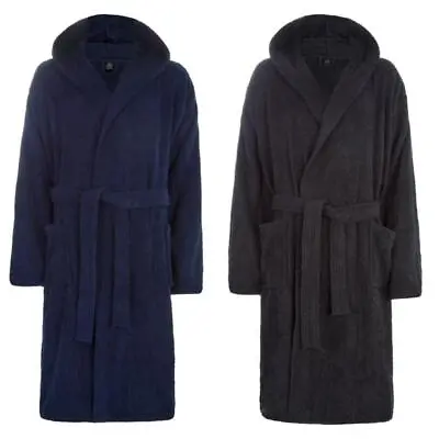 Mens Hooded Soft Terry Towelling Cotton Bath Robe Dressing Gown Size M - 2XL • £19.99