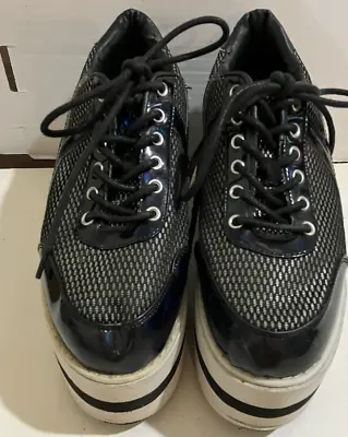 Ladies YRU Karazii 2 Women's Size 9 Black White Gothic Platform Shoes • £20.85