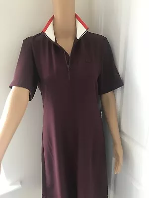 Lacoste Maroon Dress W/high Knit Collar Size Uk 8 (36 Eur) *bnwt* Retail £150+ • £50