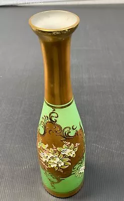 Vintage Bischoff Venetian Crystal Blown Glass Decorated Bottle Flower Vase 12  • $14.99