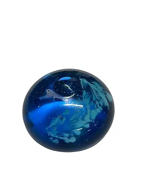 Vintage Murano Glass Paperweight Dolphin Ocean Scene - Blue Clear • $38.46