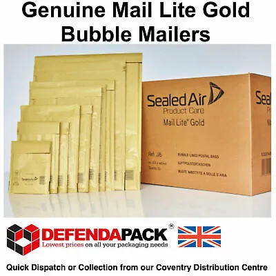 Mail Lite Gold A/000 SealedAir BUBBLE Lined PADDED Postal Bags ENVELOPES 110x160 • £17.45