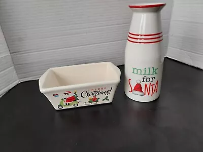 Mini Loaf Merry Christmas Pan & Milk For Santa Container. Cute. • $12