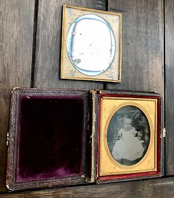 Small Lot 1/6 Gutekunst Ambrotype Of A Baby & Woman Wearing Mourning Bands? • $199.99