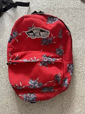 Red Floral Vans Off The Wall Backpack School Bag • £15