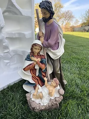 25  Vtg Nativity Creche Holy Family Figure Jesus Mary Joseph Resin Fiberglass • $99