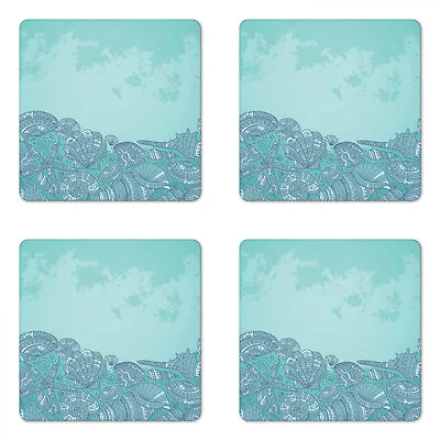 $19.99 • Buy Ambesonne Anchor Coaster Set Of 4 Square Hardboard Gloss Coasters