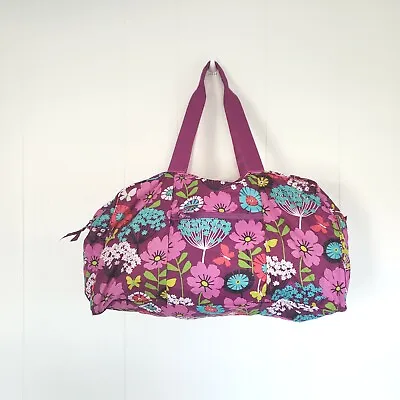 Vera Bradley Packable Duffle Bag Nylon Flutterby Purple Floral XL Large Light  • $40