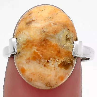 Natural Coral Jasper 925 Sterling Silver Ring S.8 Jewelry R-1173 • $10.49