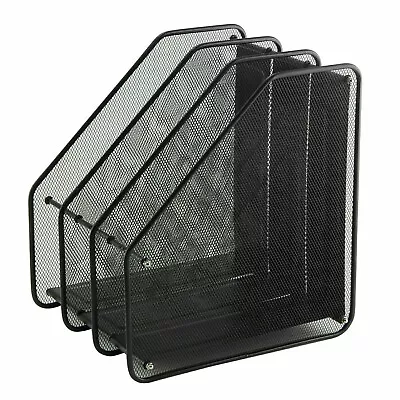 £11.52 • Buy 3 Part Black Mesh A4 Magazine File Book  Holder Rack Storage Organiser Divider