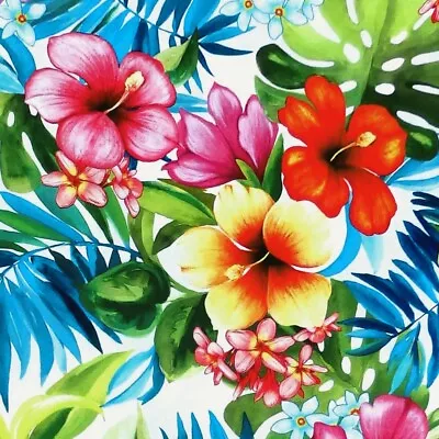 Michael Miller LOST IN PARADISE - TROPICAL BLISS Floral Fabric - White • £8.50