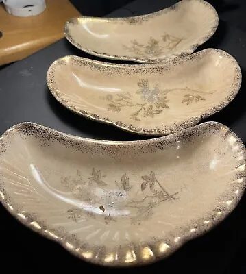 Vintage Set Of 3 D&D China Floral  “fish Plates” • $11