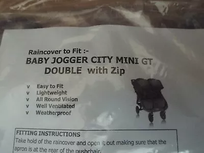 * BRAND NEW * RAIN COVER To BABY JOGGER CITY MINI Or MINI GT DOUBLE PUSHCHAIR * • £25