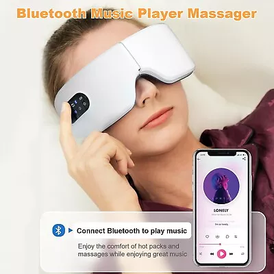 Electric Eye Massager Magnetic Pain Relieve Relaxing Heated Eye Mask With Music • $32.95