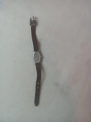 1960s Toy Watch Metal Face Leather Band Design On Back CUTE • $13.45