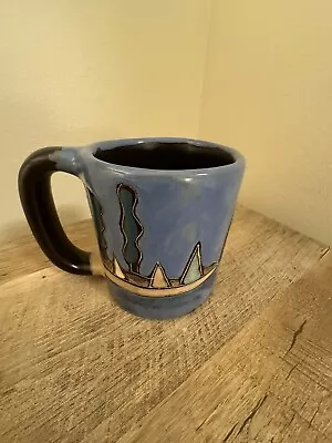 Mara Mexico Pottery Coffee Mug Sailboats Blue Cup Handmade Water Sailing • $15.55