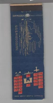 Matchbook Cover - Navy Ship USS Mississippi BB-41 • $19.95