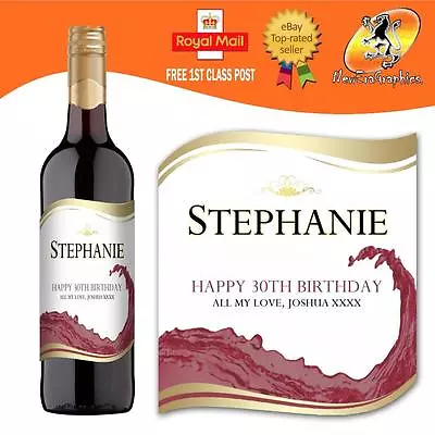£3.10 • Buy Personalised Red Wine Bottle Label Birthday Any Occasion Gift