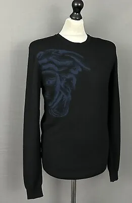 VERSACE COLLECTION JUMPER - Black Virgin Wool - Men's Size Medium M • $87.14