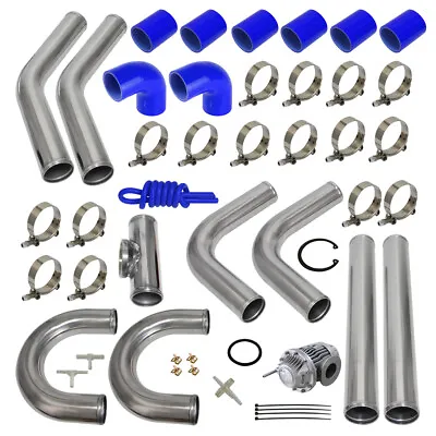 Universal 2.25  57mm Turbo Intercooler Pipe + BOV Turbo Blow Off Valve Kit Blue • $333.34