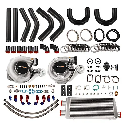 T3 T04e 420+HP Turbo Kit For 3.0L-5.0L W/ Twin Turbo + BOV + Intercooler +Piping • $946.59